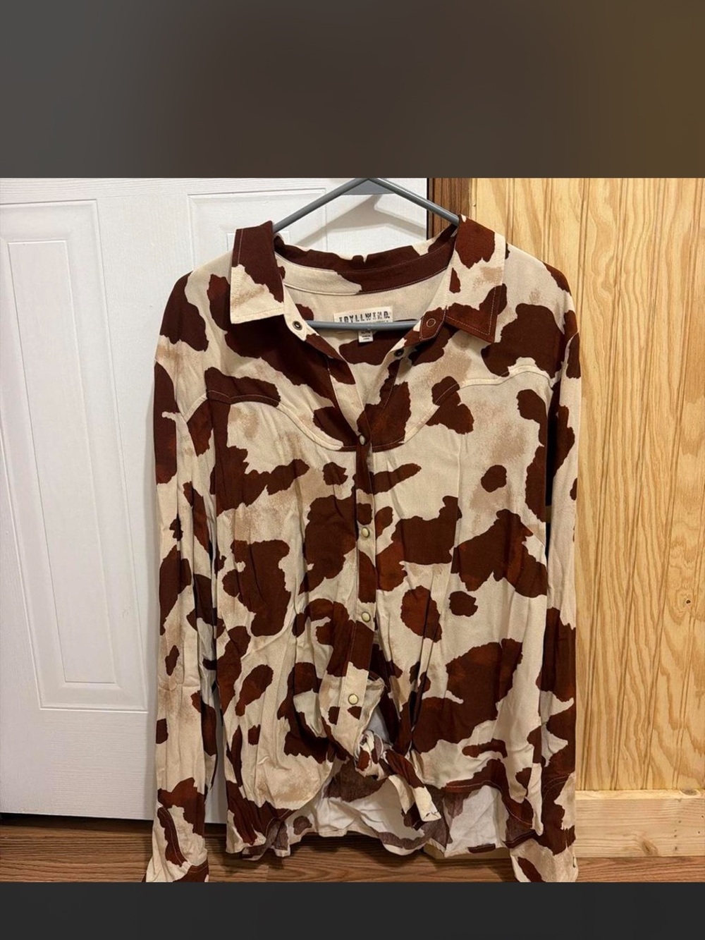 Idyllwind Brown & Cream Cow-Print Button Down Shirt